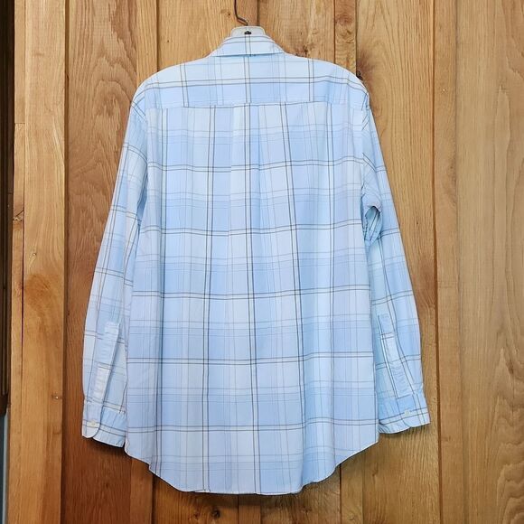 Perry Ellis 100% Cotton Button Down Casual Shirt, Medium, Blue & White Plaid - Picture 2 of 7